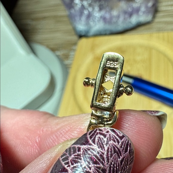 S Tennis CZ Gold over 925 Sterling Silver Bracelet - Picture 5 of 17